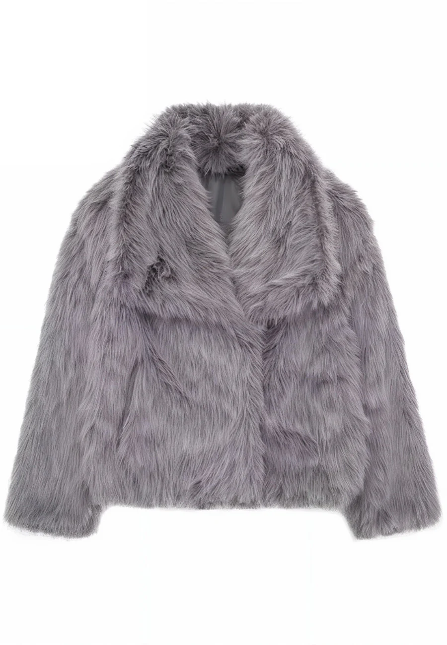 Veste fausse fourrure femme marron – Image 6